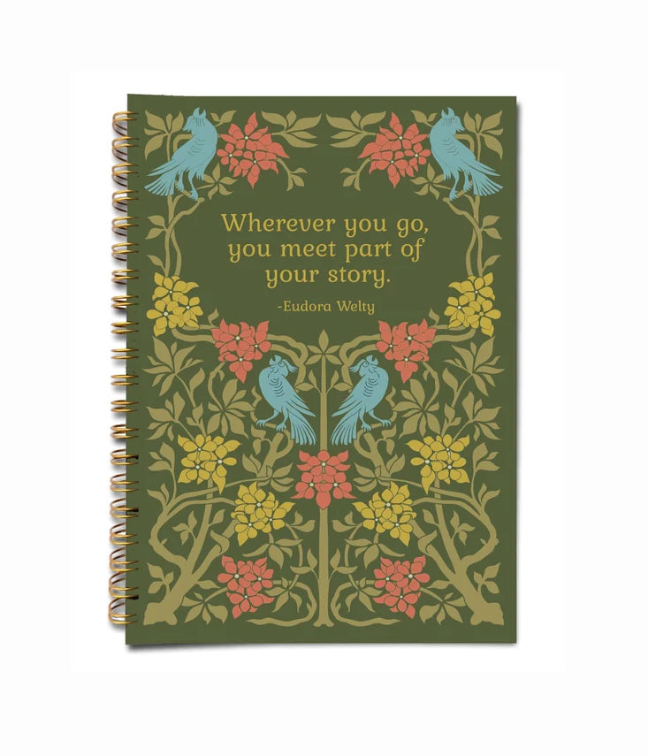 Eudora Welty Inspirational Quote Floral Handmade Notebook