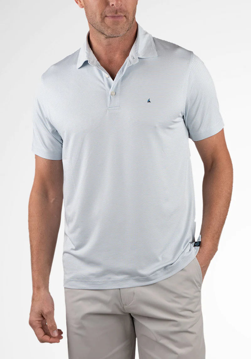 Tailor Vintage UPF Recycled Jersey Micro Stripe Polo - Skyway Micro Stripe by Harbour Thread