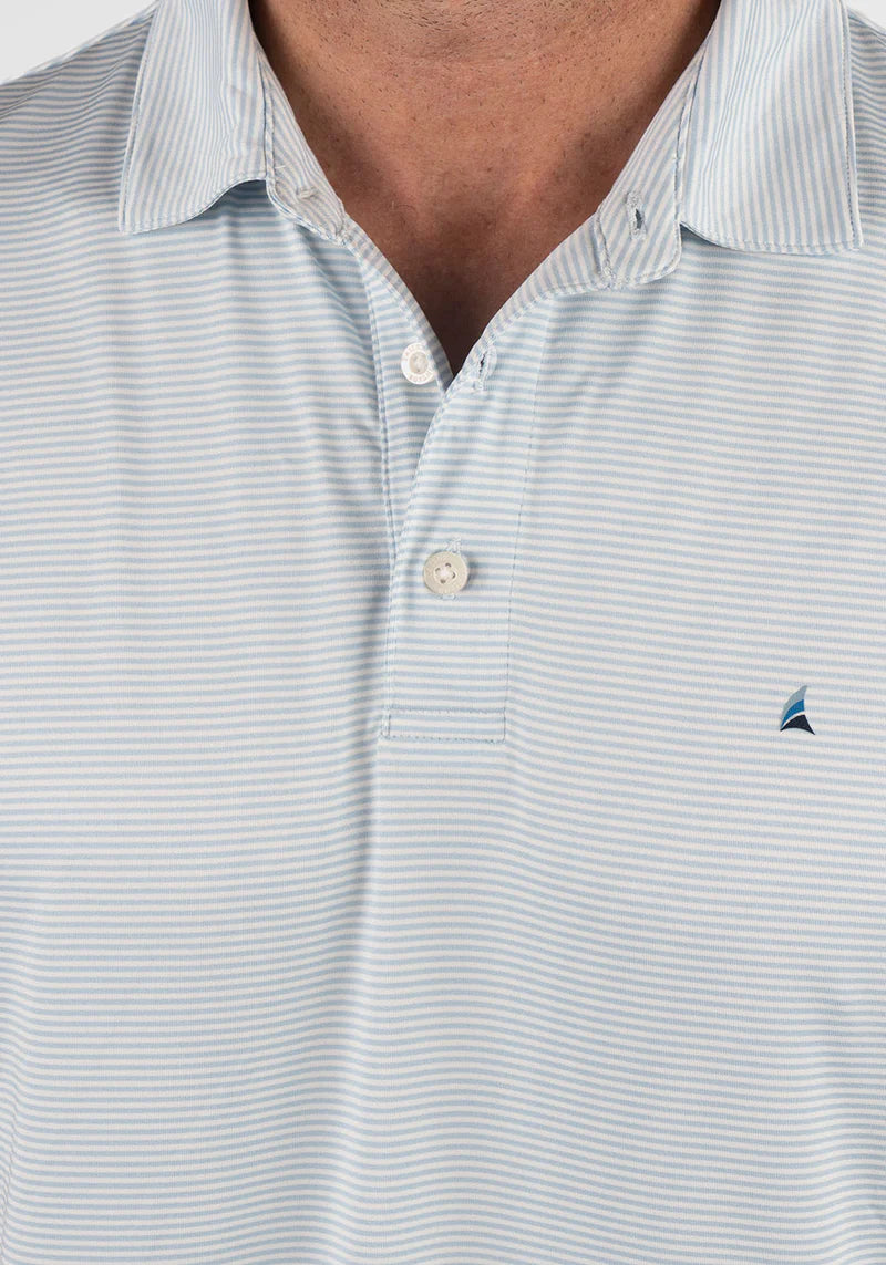 Tailor Vintage UPF Recycled Jersey Micro Stripe Polo - Skyway Micro Stripe by Harbour Thread
