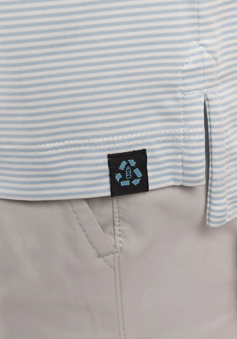 Tailor Vintage UPF Recycled Jersey Micro Stripe Polo - Skyway Micro Stripe by Harbour Thread