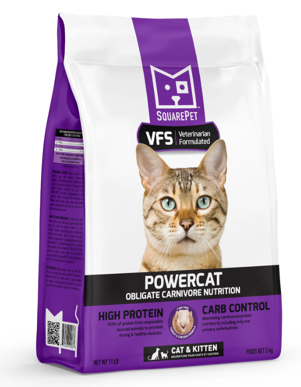 Square Pet VPS PowerCat Turkey & Chicken Cat Food Dry 11lb by Pet Food Warehouse