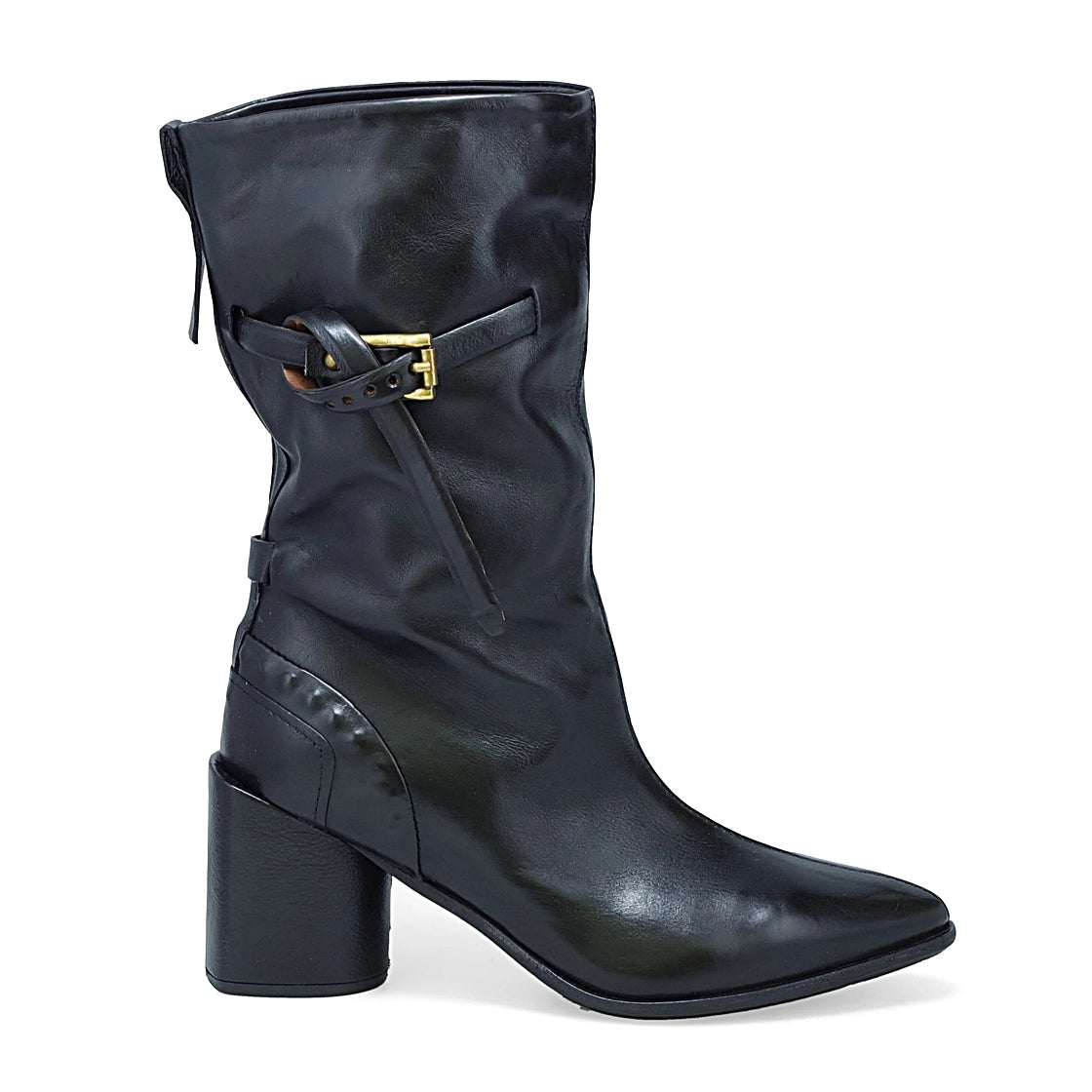 A.S. 98 Ebby Heeled Leather Boot - Black by Harbour Thread