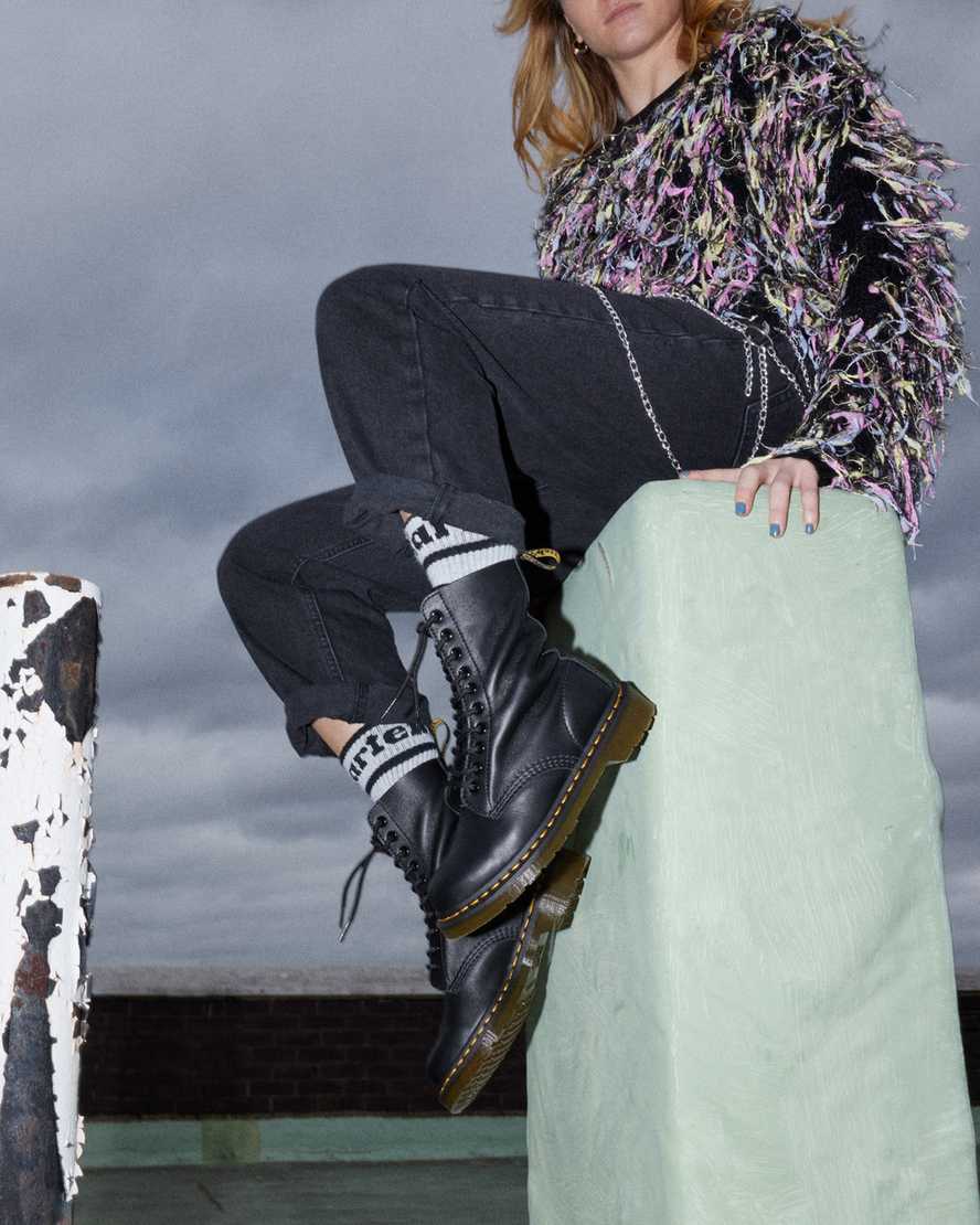 Dr. Martens 1490 Leather Mid Calf Boot - Black Virginia by Harbour Thread