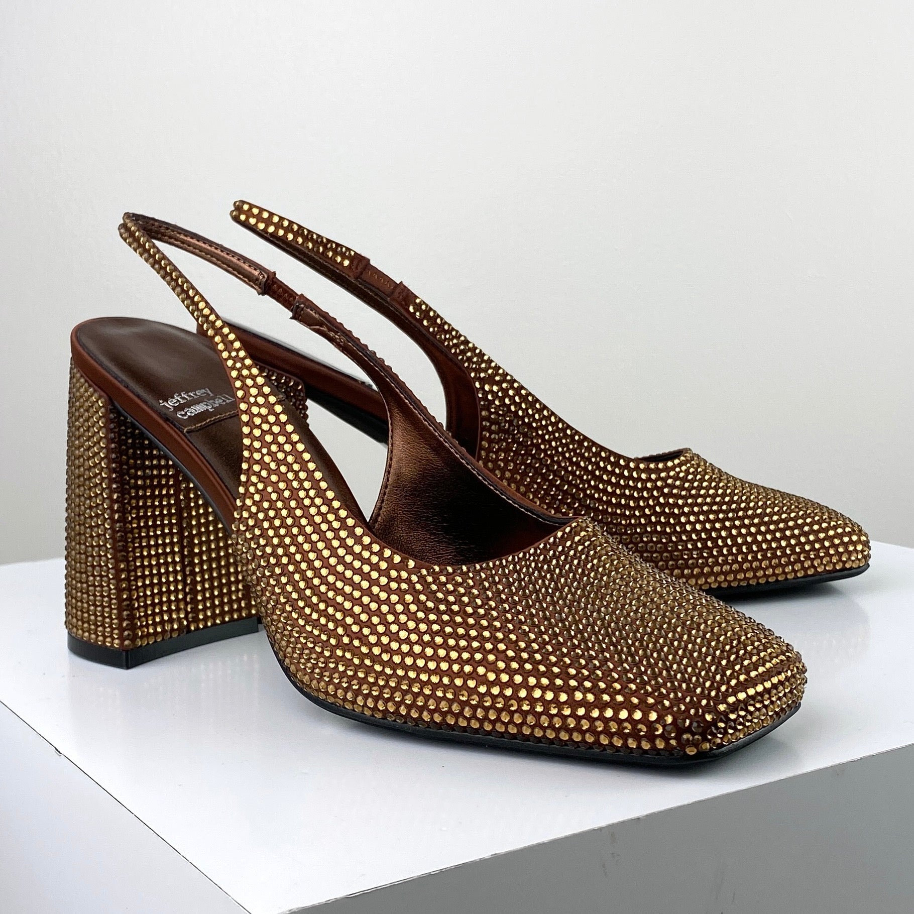 Jeffrey Campbell BlingBling Slingback Pump - Brown Satin Combo by Harbour Thread