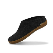 Glerups Open Heel Slipper with Rubber Sole - Charcoal by Harbour Thread