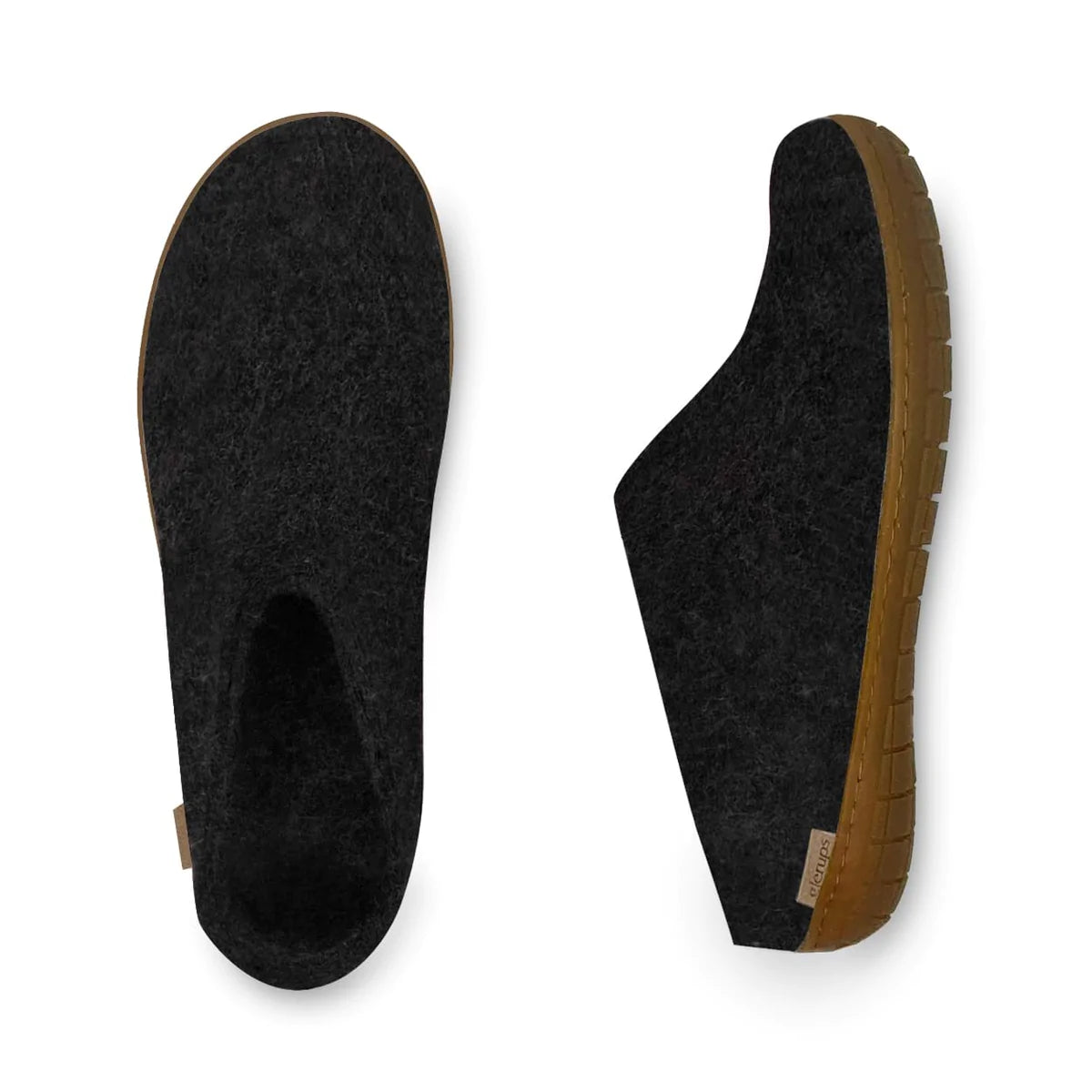 Glerups Open Heel Slipper with Rubber Sole - Charcoal by Harbour Thread