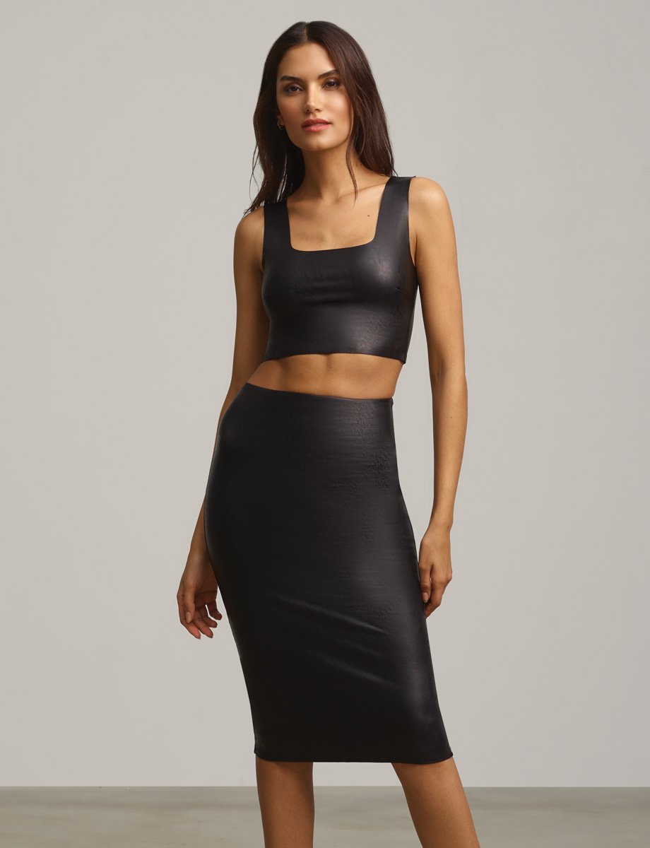 Commando Faux Leather Midi Skirt - Black