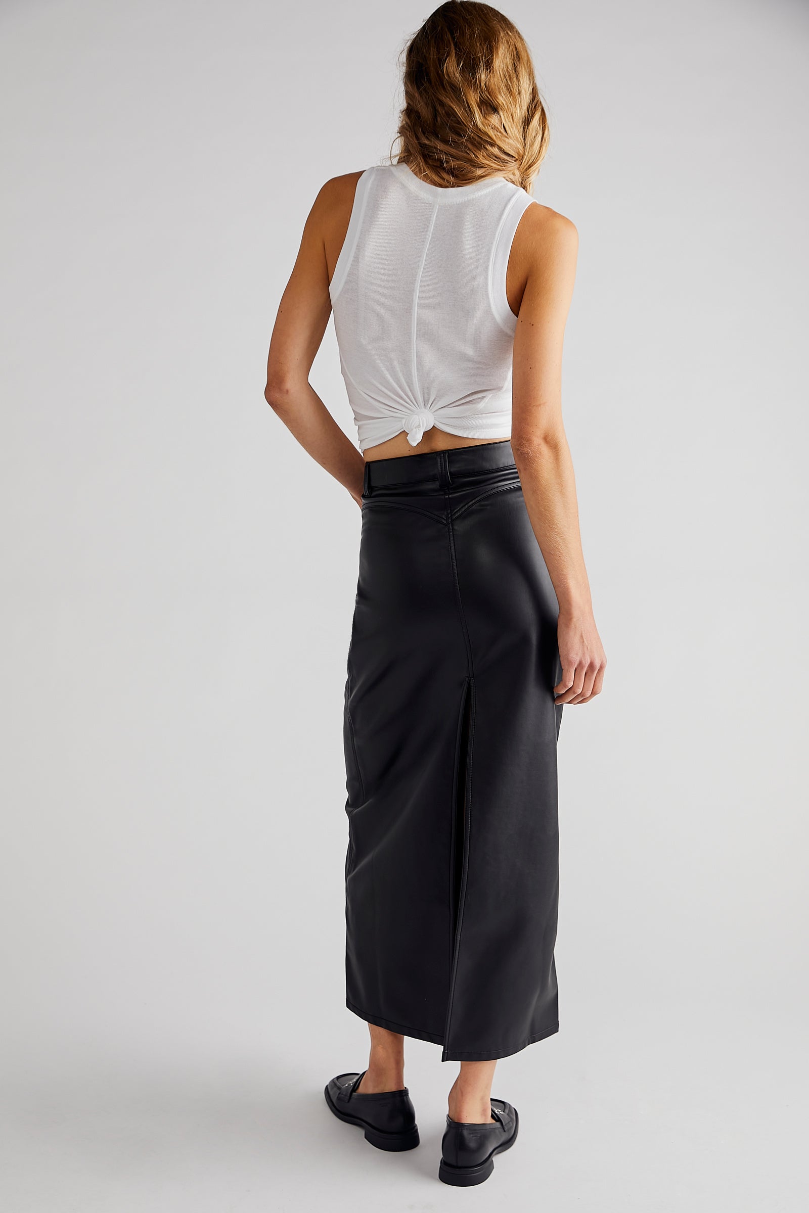 Free People City Slicker Vegan Maxi Skirt - Black by Harbour Thread