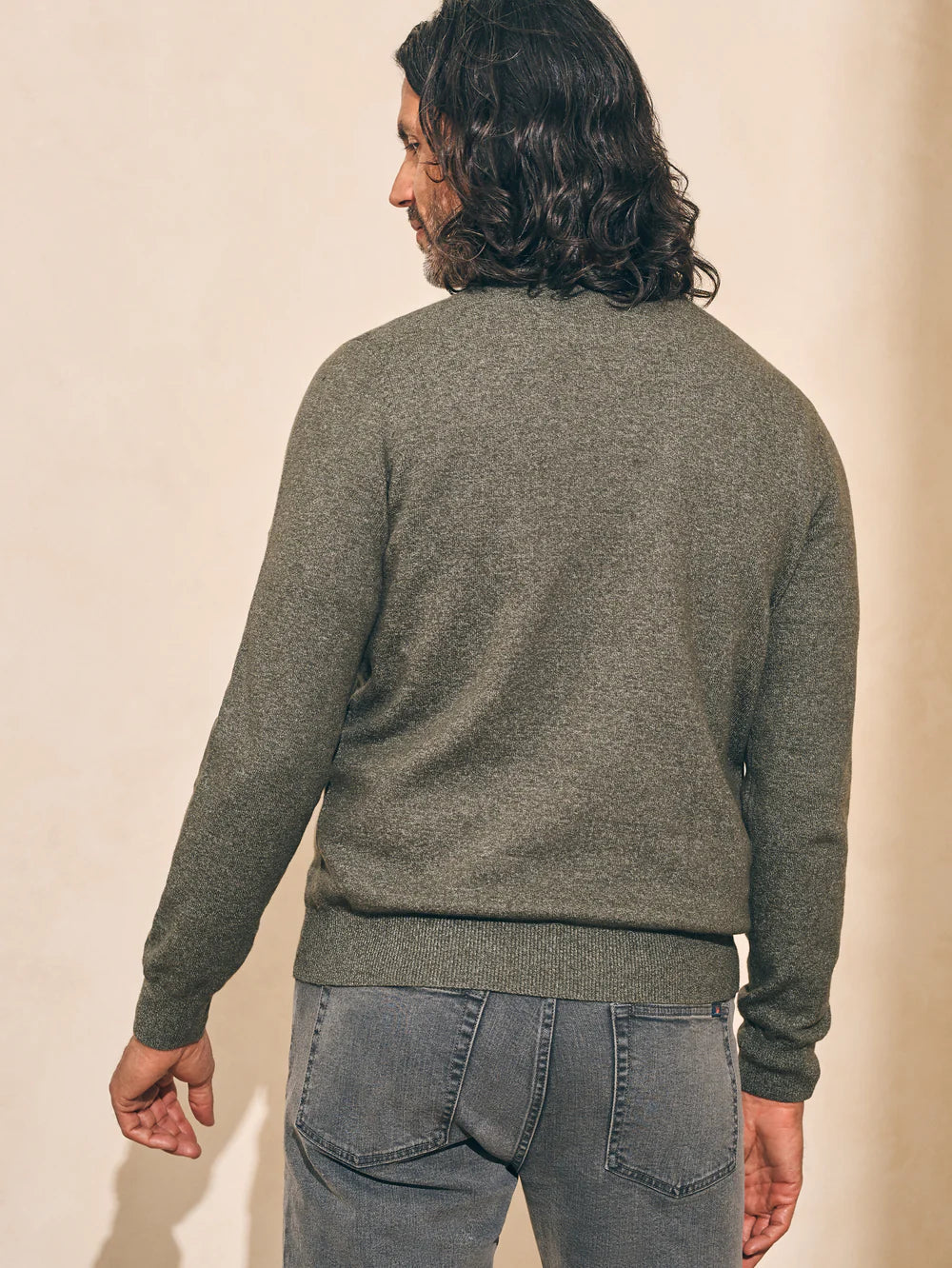 Faherty Jackson Crew Sweater - Olive Heather by Harbour Thread