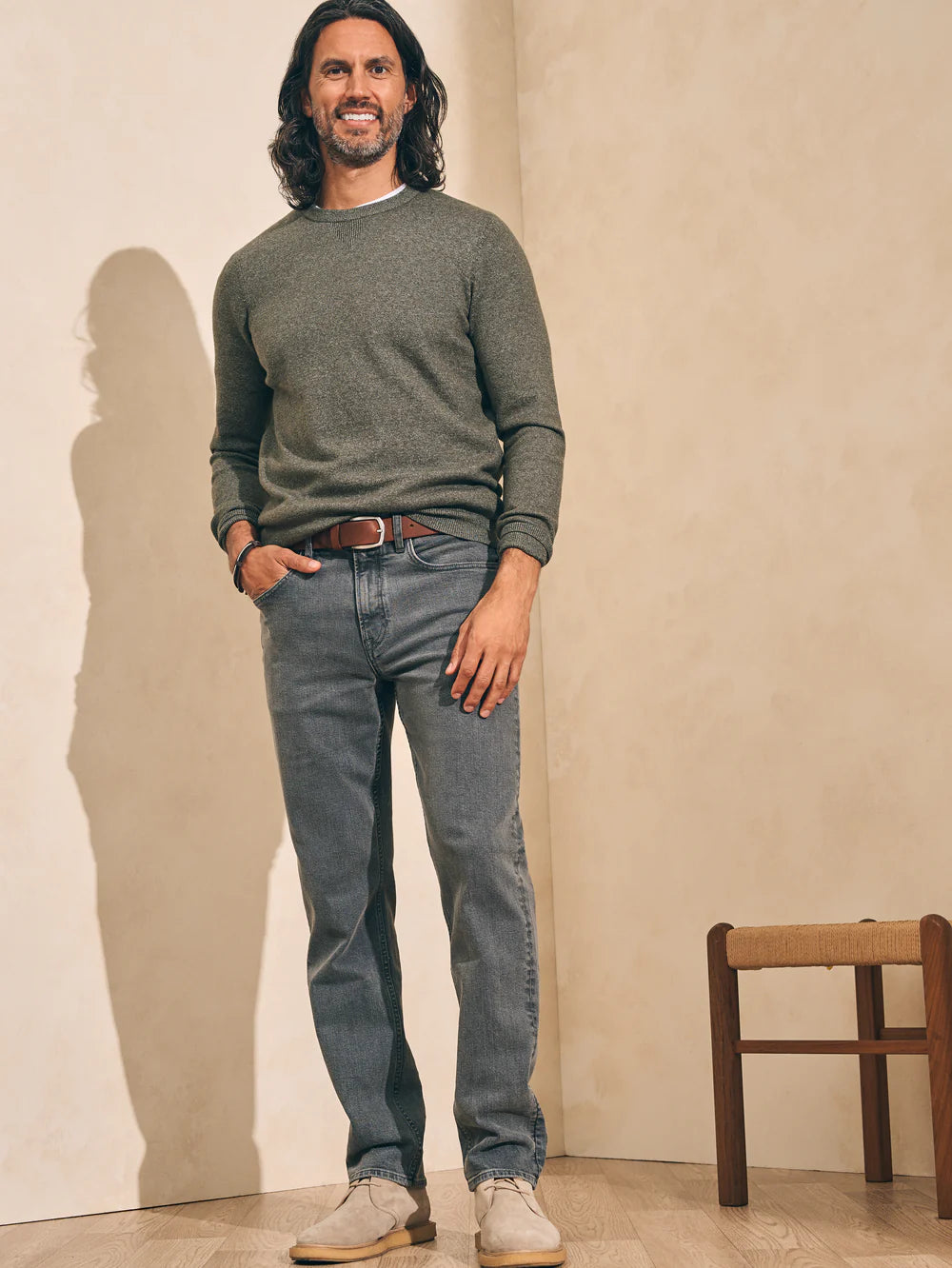 Faherty Jackson Crew Sweater - Olive Heather by Harbour Thread