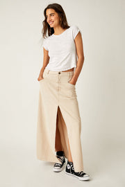 Free People Come As You Are Cord Maxi Skirt - Beechwood by Harbour Thread