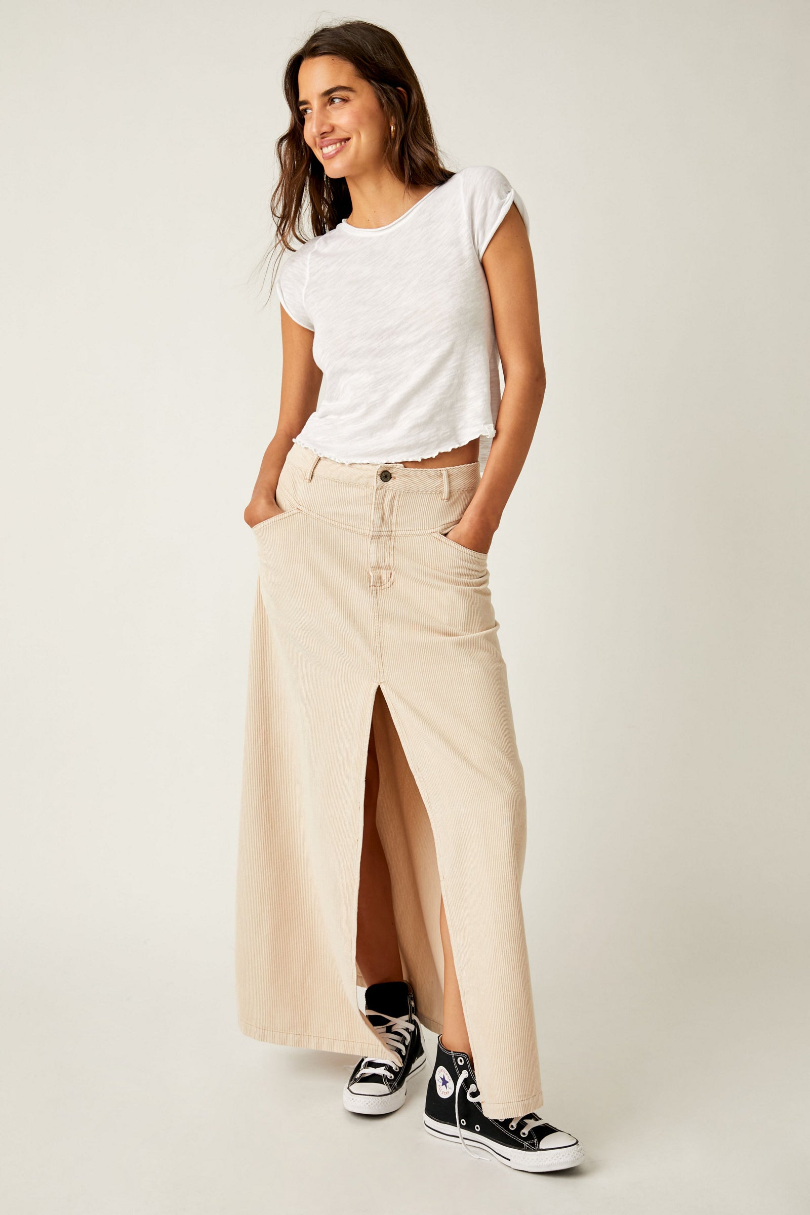 Free People Come As You Are Cord Maxi Skirt - Beechwood by Harbour Thread
