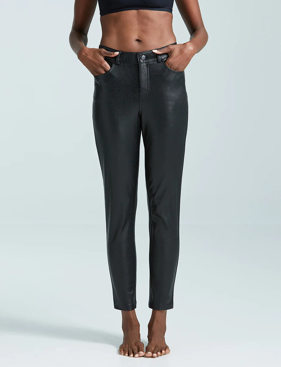 Commando Faux Leather Five Pocket Pant - Black by Harbour Thread