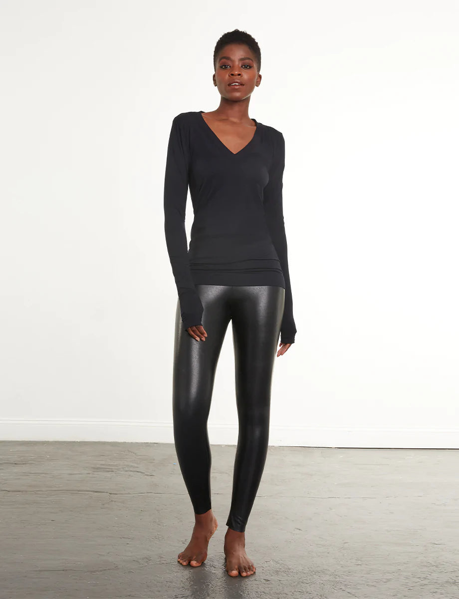 Commando Faux Leather Leggings - Black by Harbour Thread