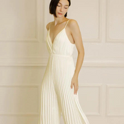 Celeste Satin Pleated Jumpsuit - Cream by Harbour Thread