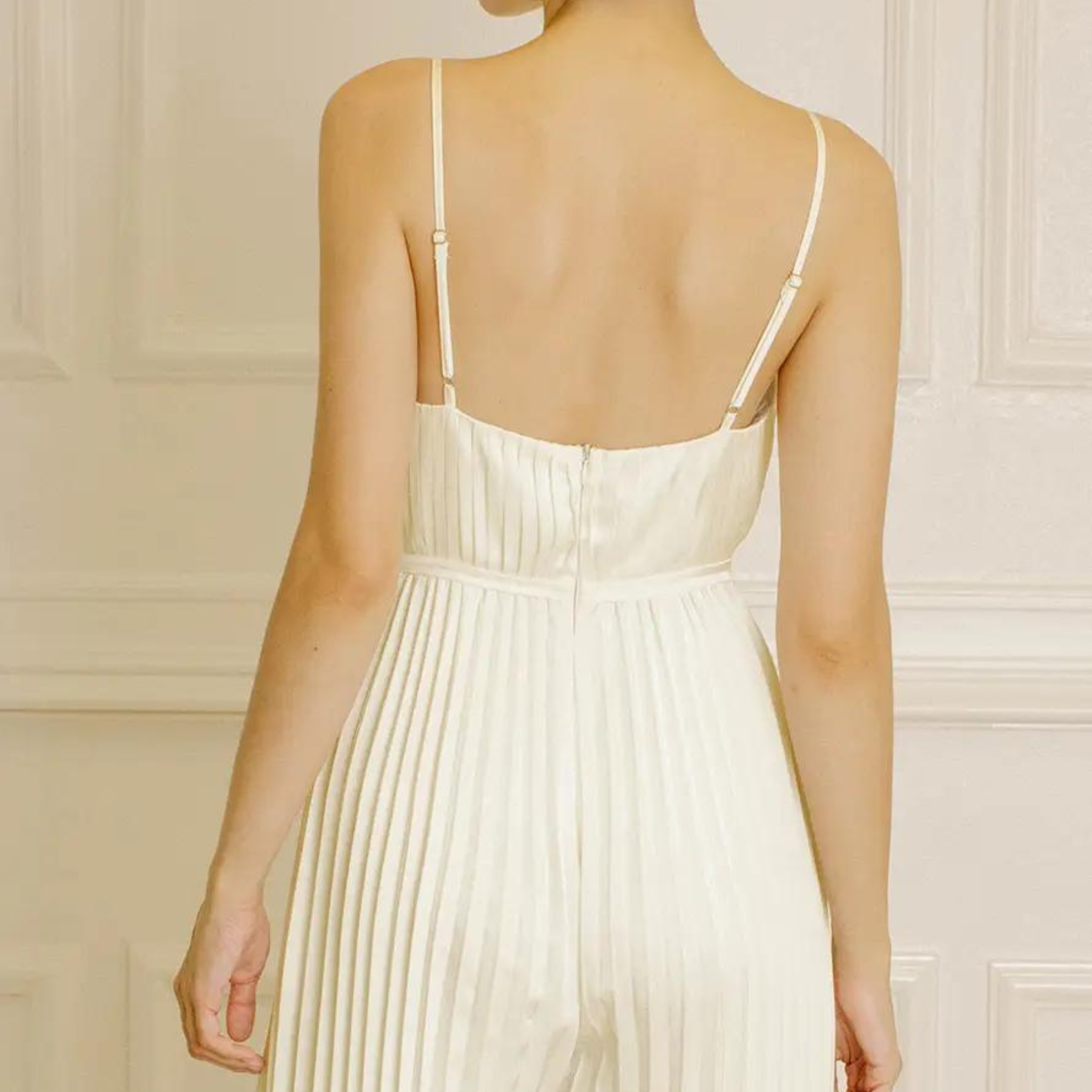 Celeste Satin Pleated Jumpsuit - Cream by Harbour Thread