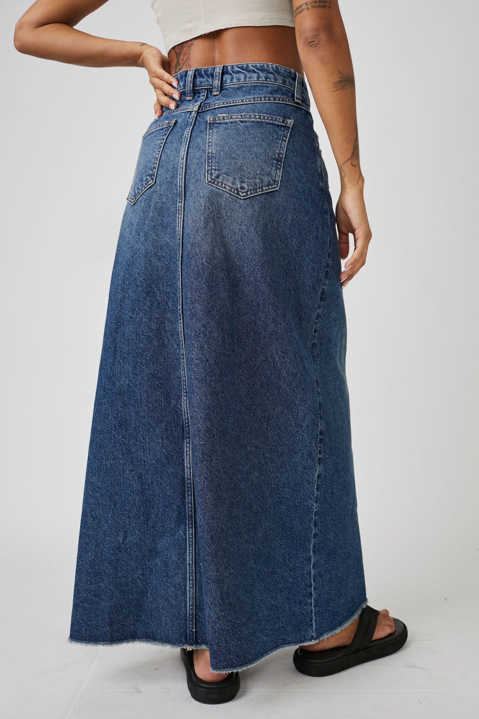 Free People Come As You Are Denim Maxi Skirt - Dark Indigo by Harbour Thread