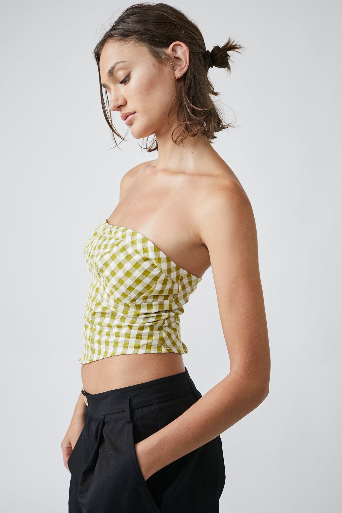 Free People Leilani Gingham Tube Top - Green Gingham – Myti