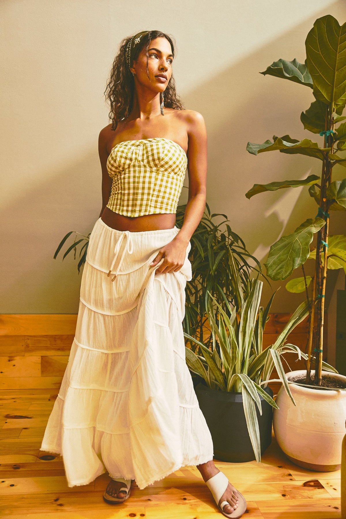 Free People Leilani Gingham Tube Top - Green Gingham – Myti
