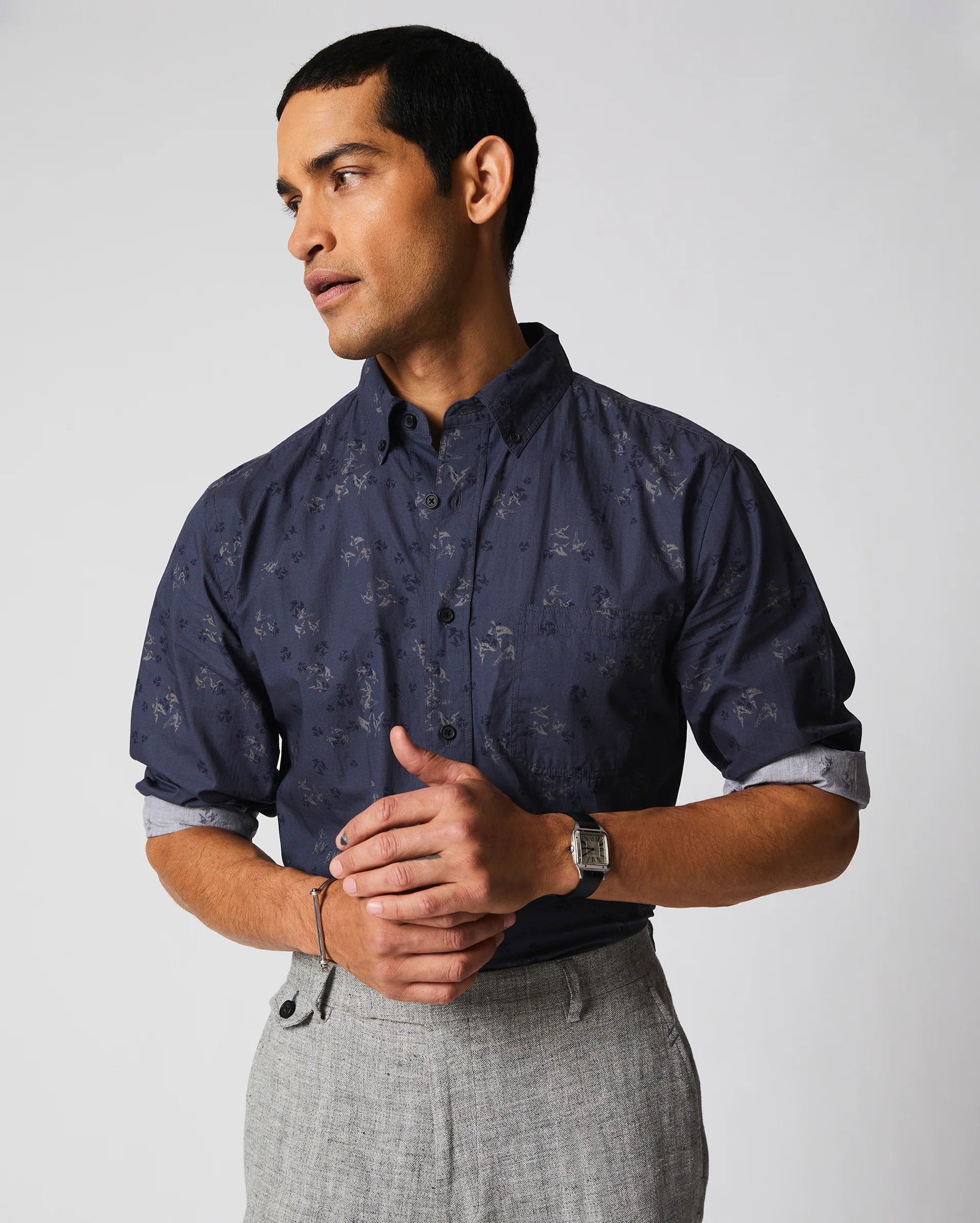 Billy Reid Tuscumbia Button Down Shirt - Navy Green by Harbour Thread