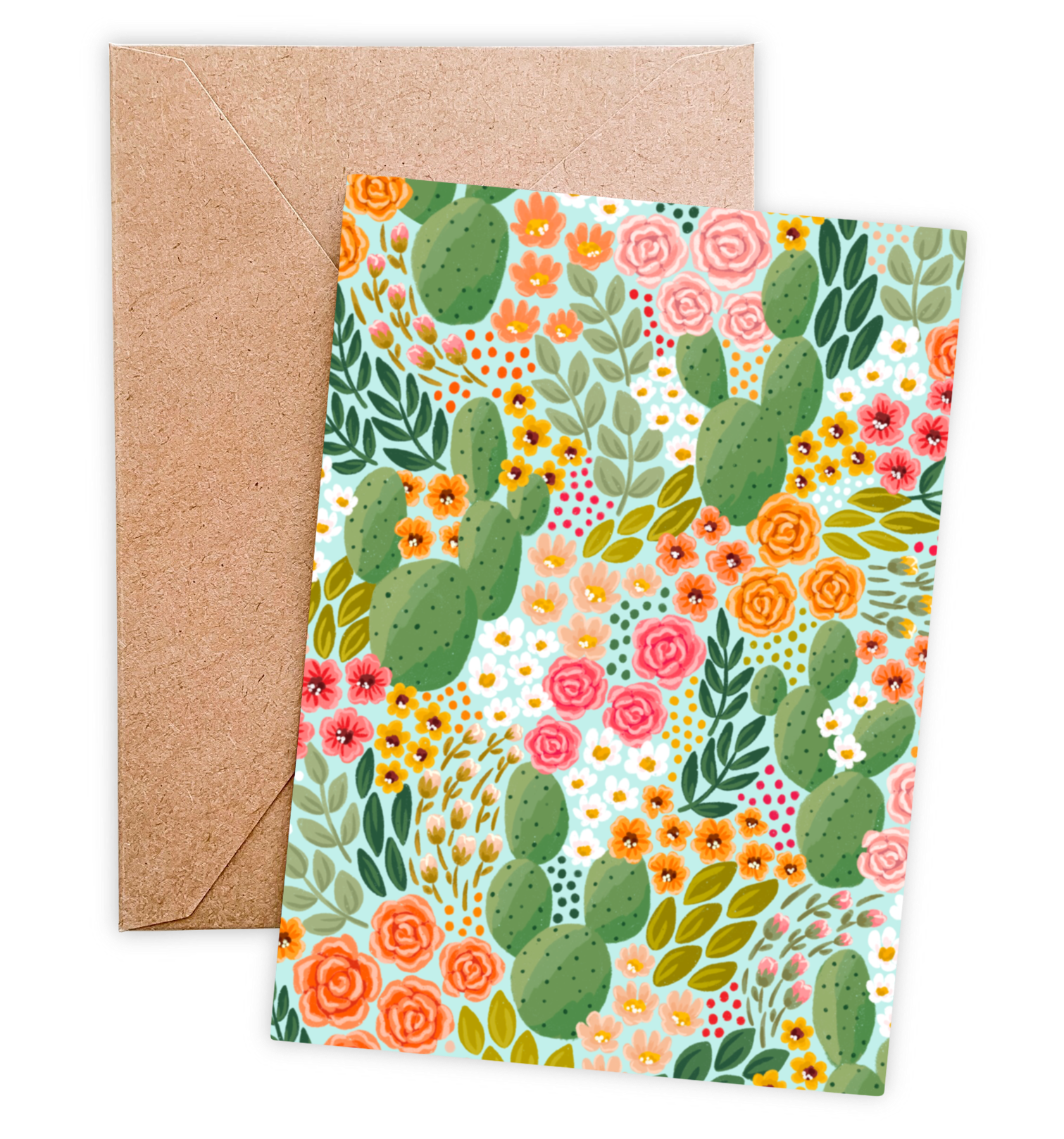 Cactus Blooms Greeting Card by Harbour Thread