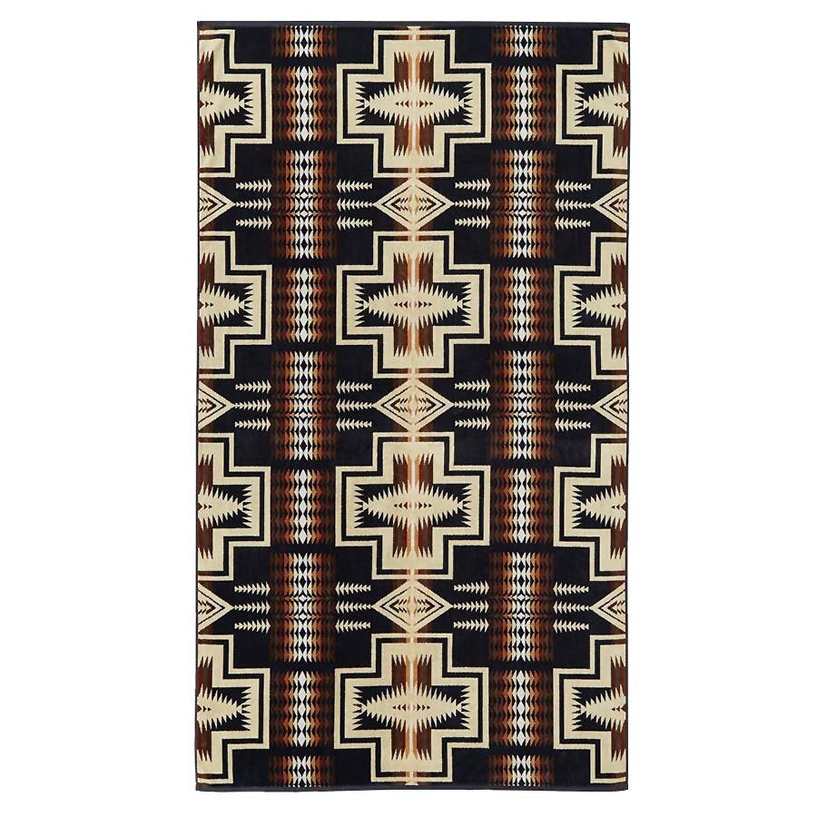 Pendleton Harding Oversized Spa Towel - Black by Harbour Thread