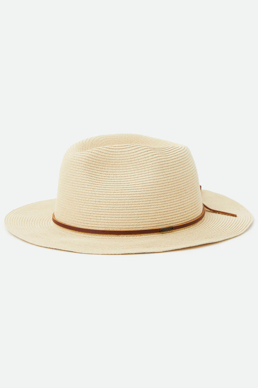 Brixton Wesley Straw Packable Fedora - Tan by Harbour Thread