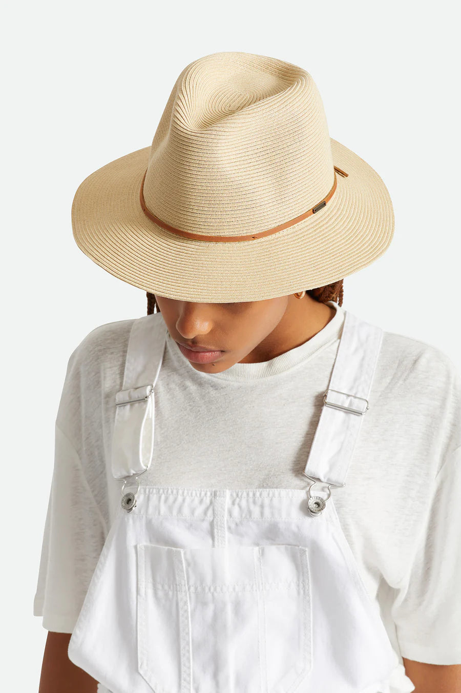 Brixton Wesley Straw Packable Fedora - Tan by Harbour Thread