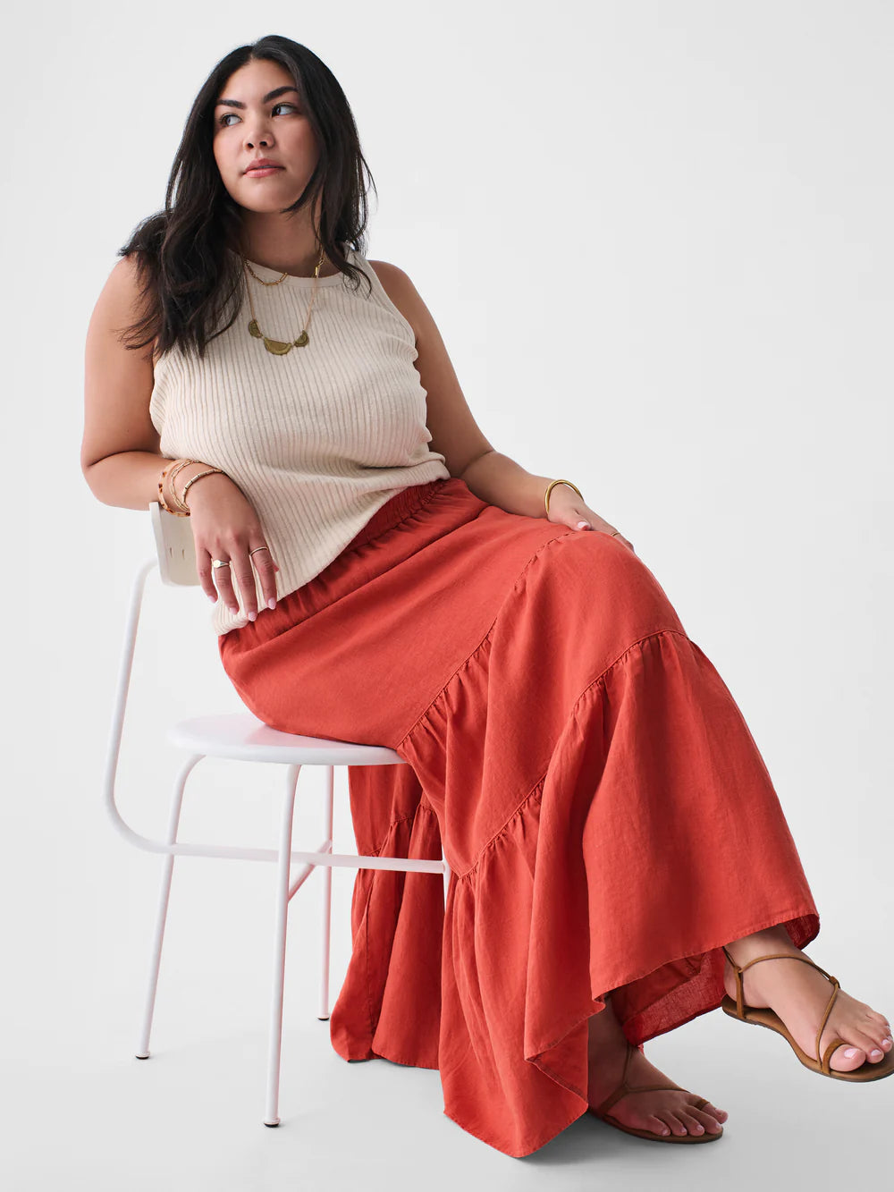 Faherty Cala Linen Skirt - Spice