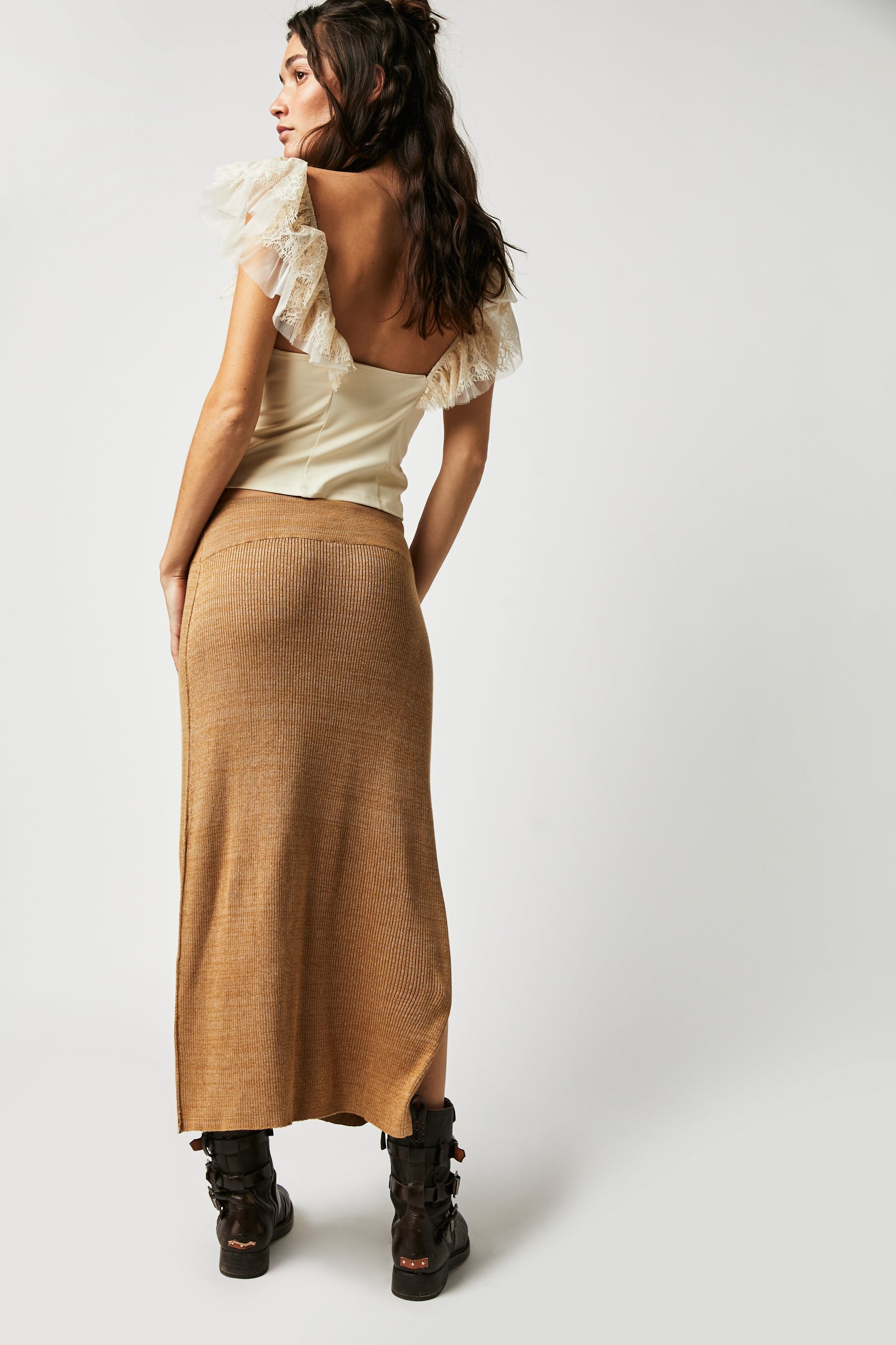 Free People Golden Hour Midi Skirt - Apple Pie Combo by Harbour Thread