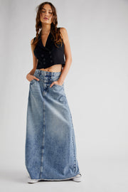 Free People Come As You Are Denim Maxi Skirt - Medium Indigo by Harbour Thread