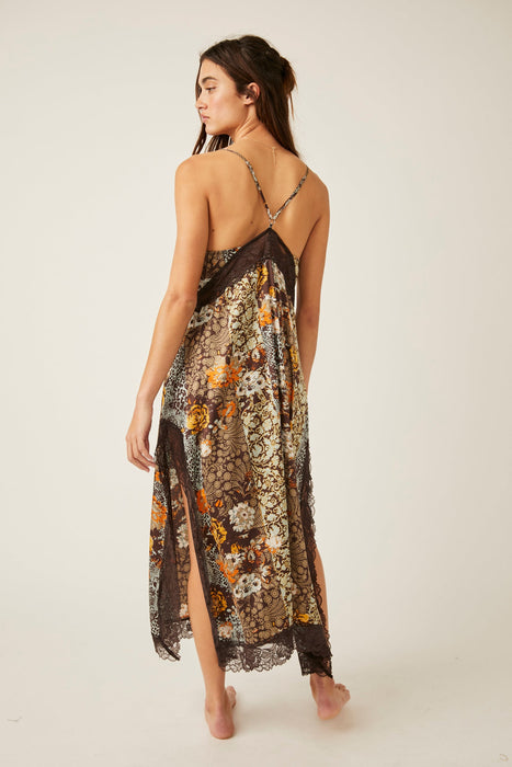 Free People Right Now Midi Slip Dress - Hot Fudge Combo