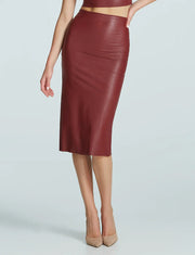 Commando Faux Leather Midi Skirt - Garnet by Harbour Thread
