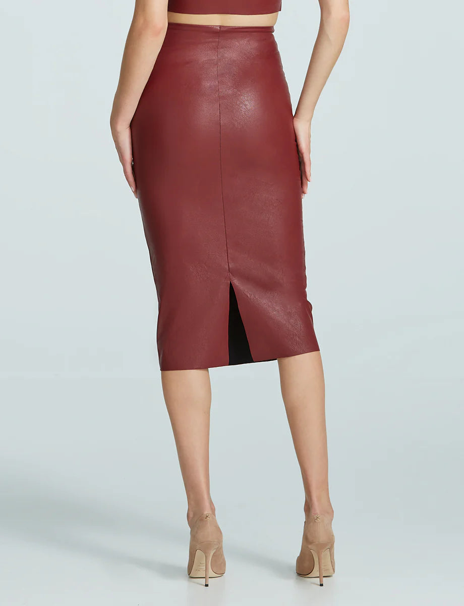 Commando Faux Leather Midi Skirt - Garnet by Harbour Thread