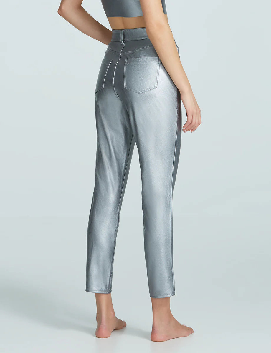 Commando Faux Leather Five Pocket Pant - Platinum by Harbour Thread
