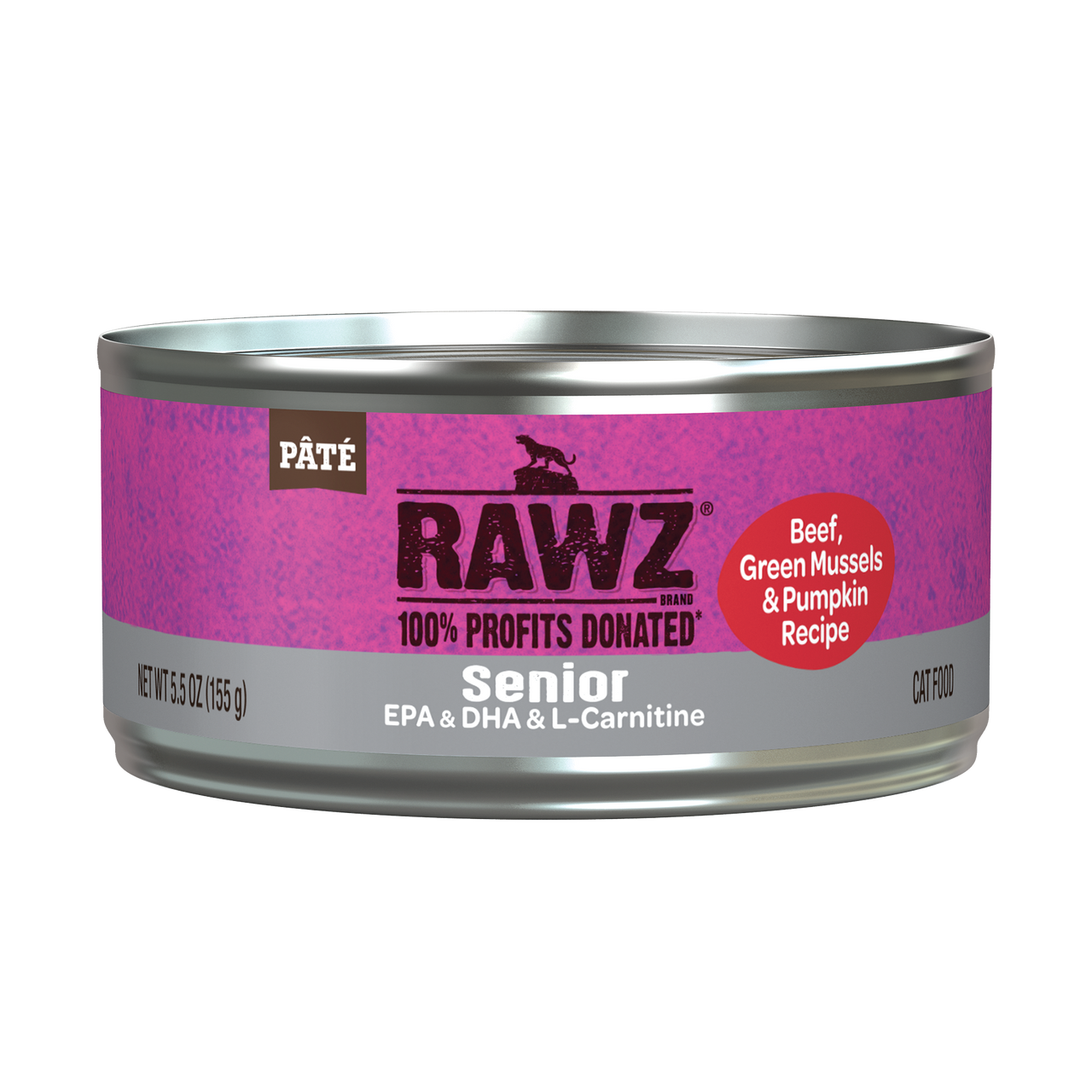 Rawz Beef, Green Mussels & Pumpkin Senior Cat Canned 5.5oz. by Pet Food Warehouse