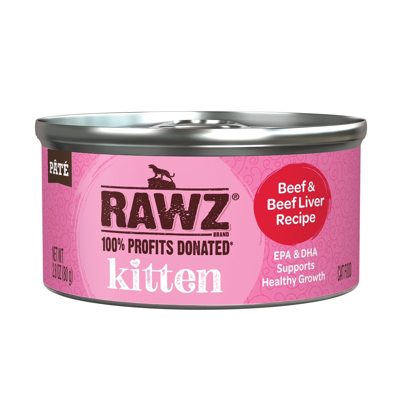 Rawz Beef & Beef Liver Kitten Canned 2.8oz. by Pet Food Warehouse