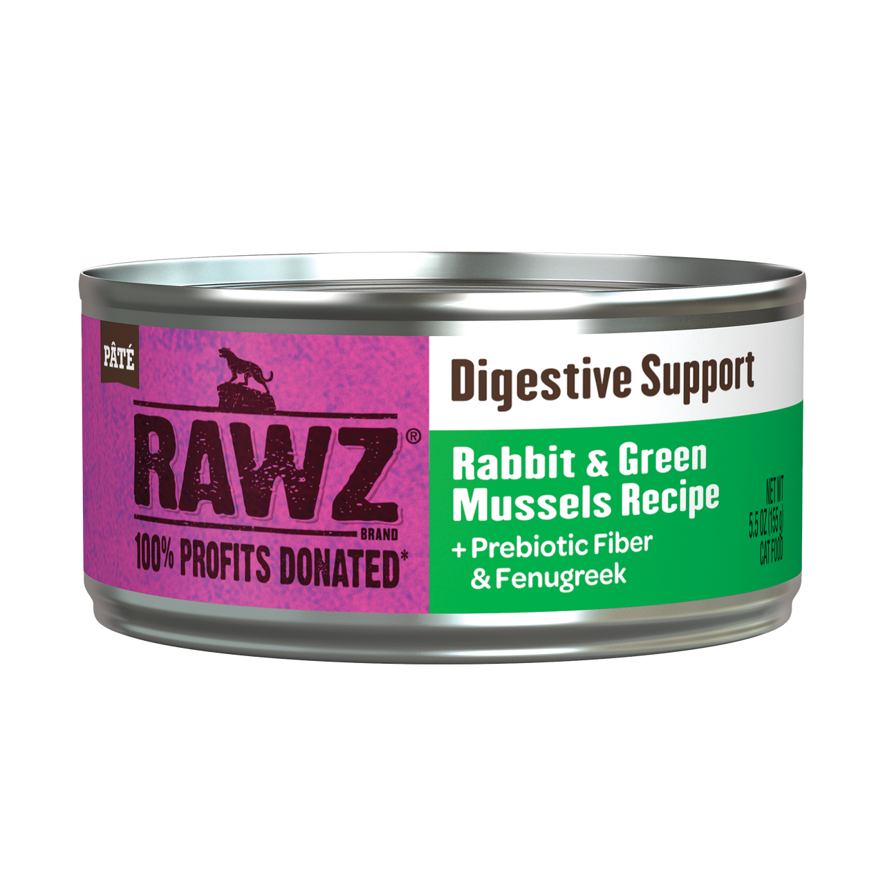 Rawz Digestive Support & Rabbit Green Mussel Cat Canned 5.5oz. by Pet Food Warehouse