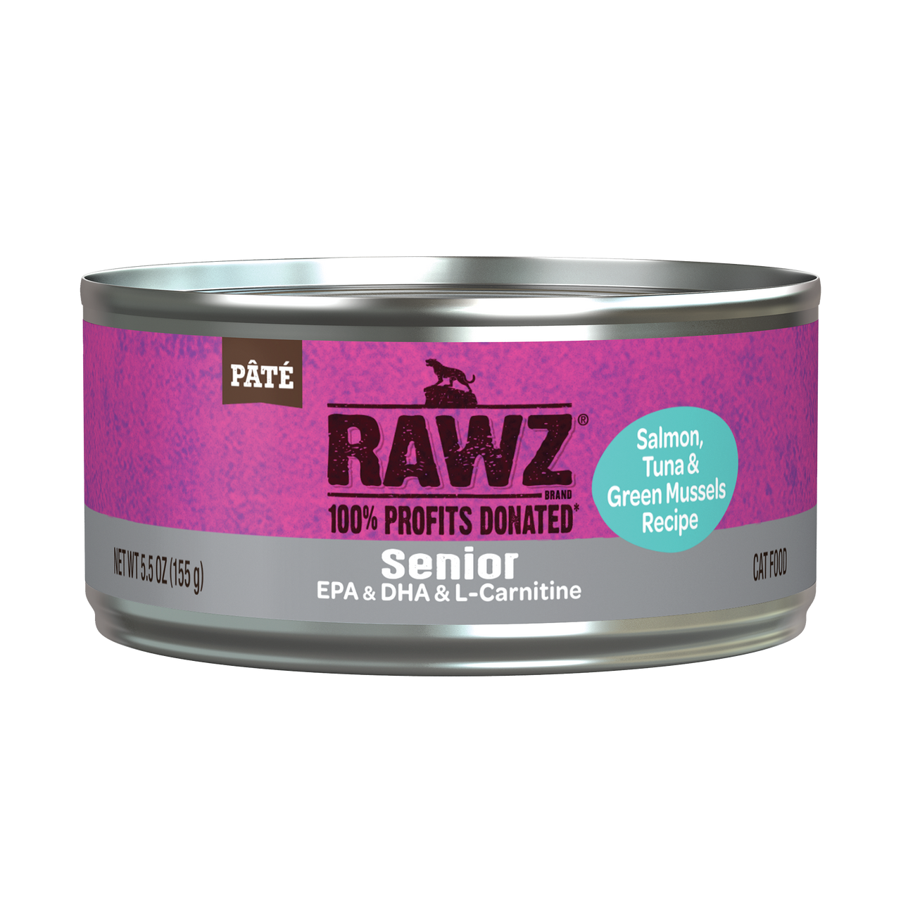 Rawz Salmon, Tuna & Green Mussels Senior Cat Canned 5.5oz. by Pet Food Warehouse