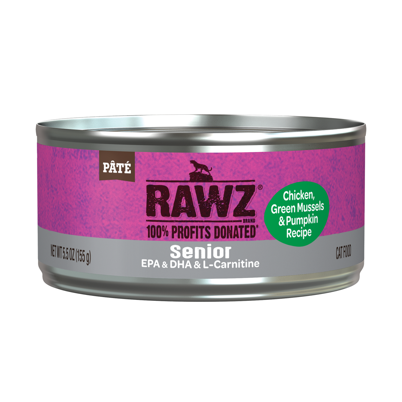 Rawz Chicken ,Green Mussels & Pumpkin Senior Cat Canned 5.5oz. by Pet Food Warehouse