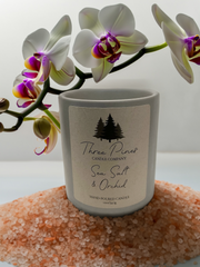 Sea Salt and Orchid 12oz Candle by Three Pines Candle Company