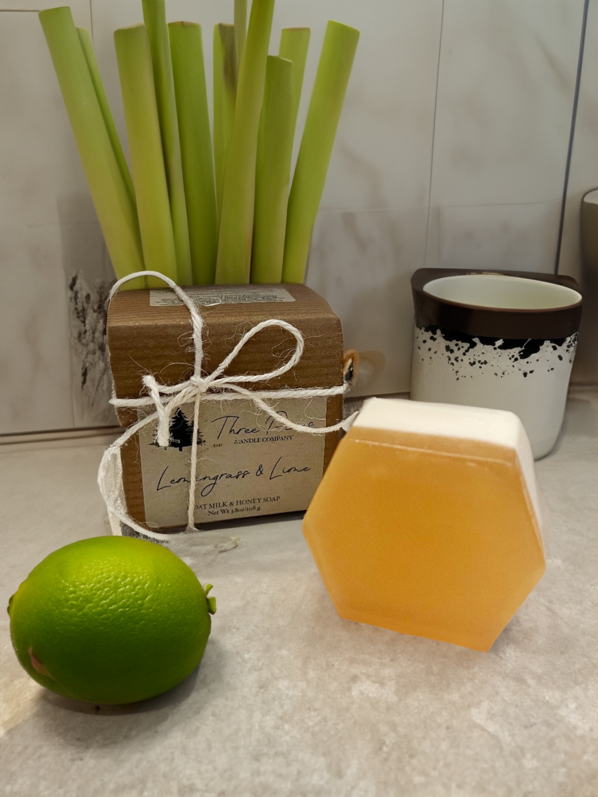 Lemongrass and Lime Honey and Goat's Milk Soap by Three Pines Candle Company