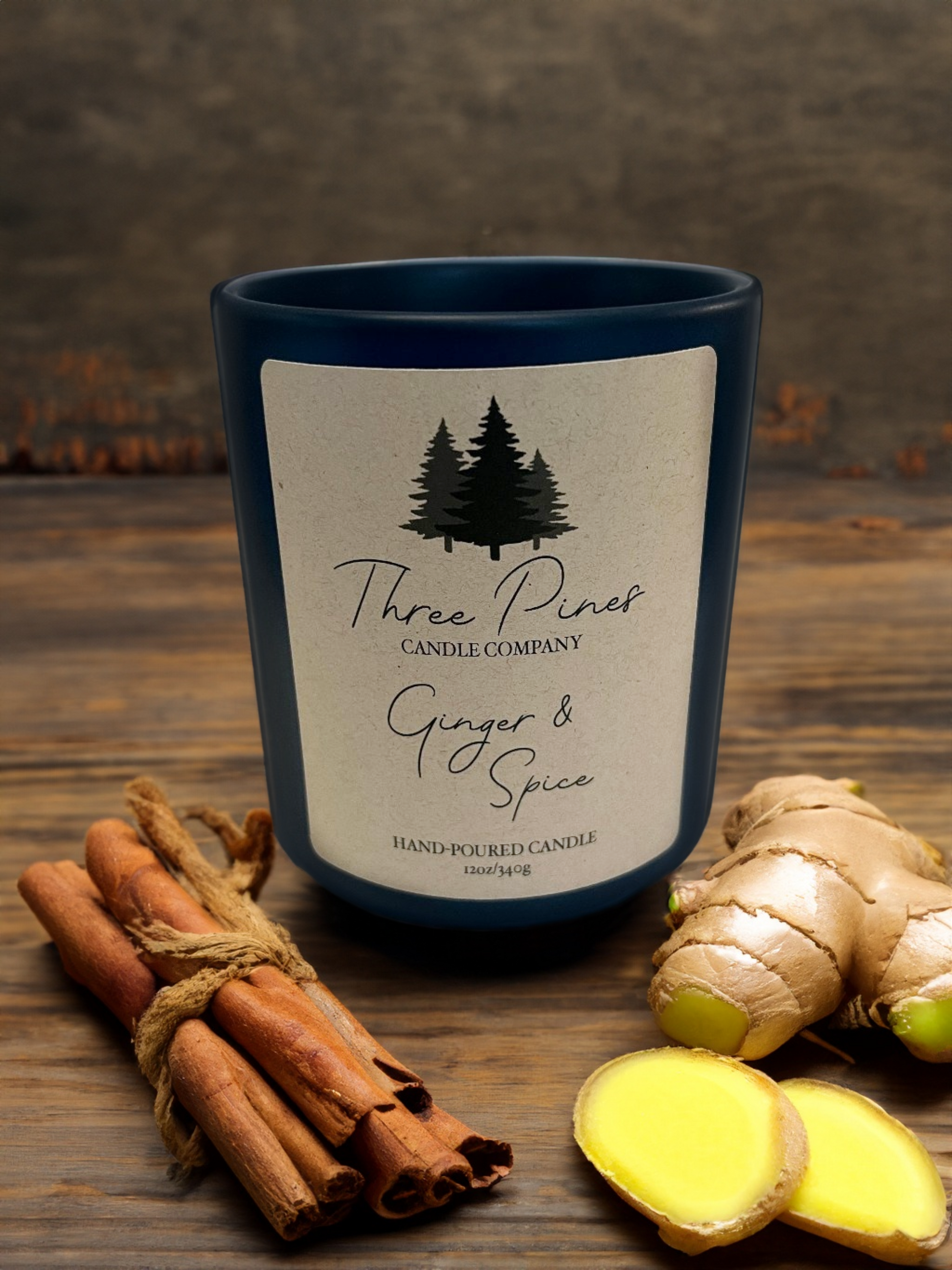 Ginger & Spice 12oz Candle by Three Pines Candle Company