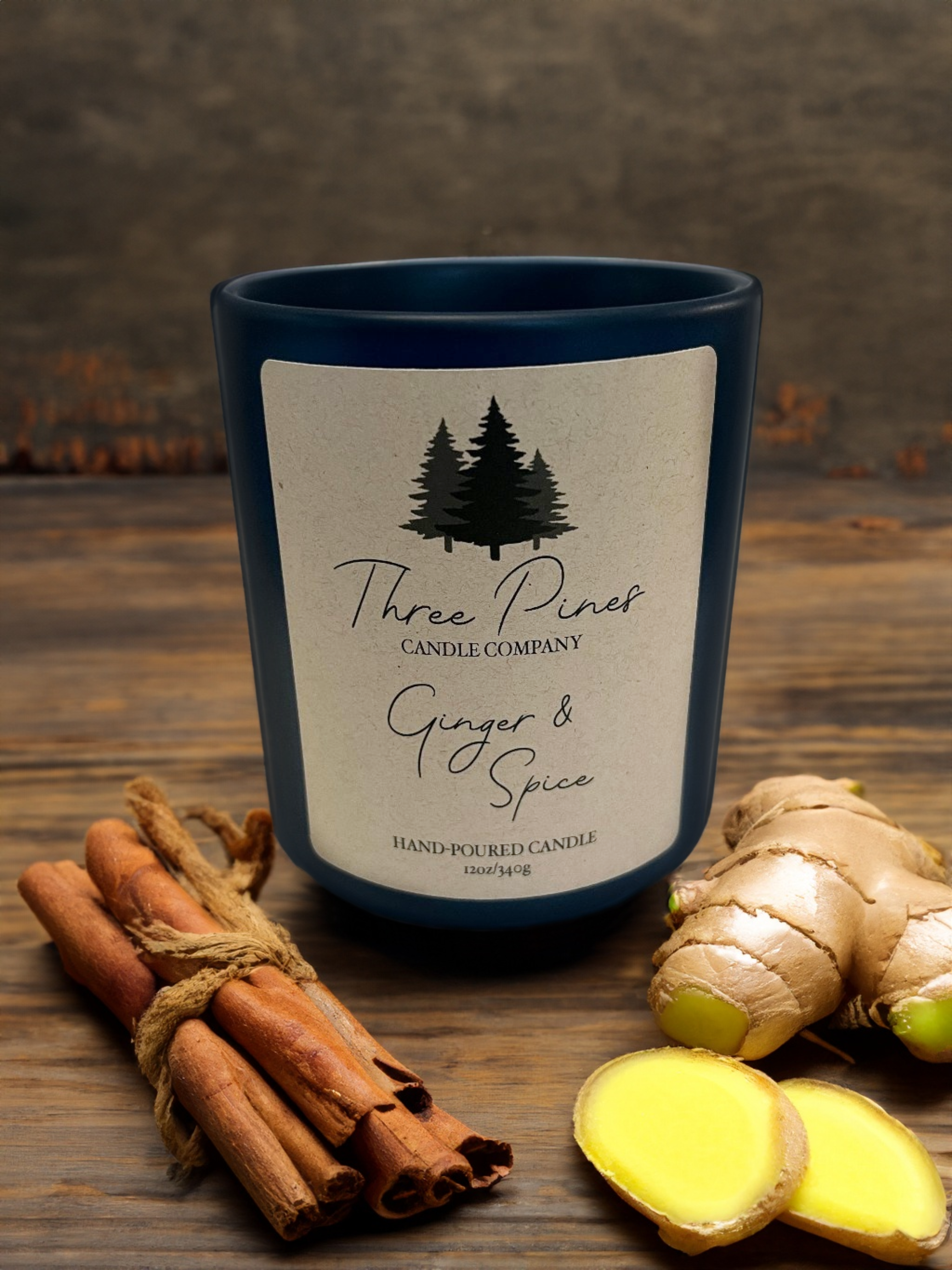 Ginger & Spice 12oz Candle by Three Pines Candle Company