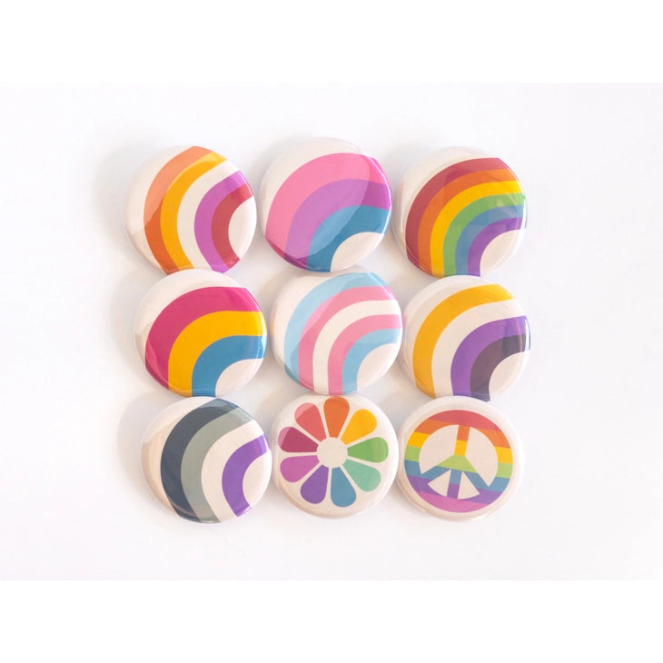 Retro Pride Rainbow Buttons Pins by Wild Lark