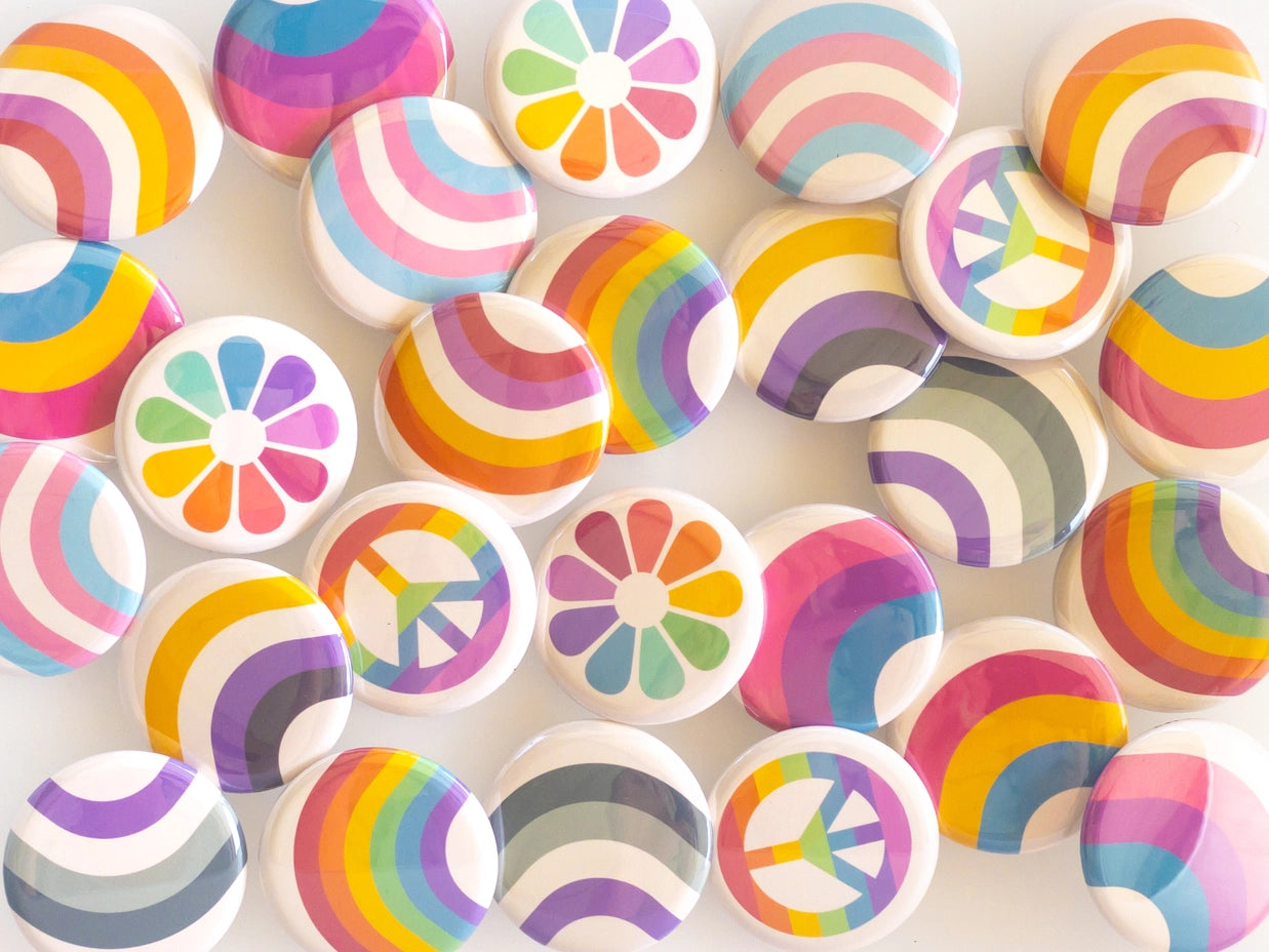 Retro Pride Rainbow Buttons Pins by Wild Lark