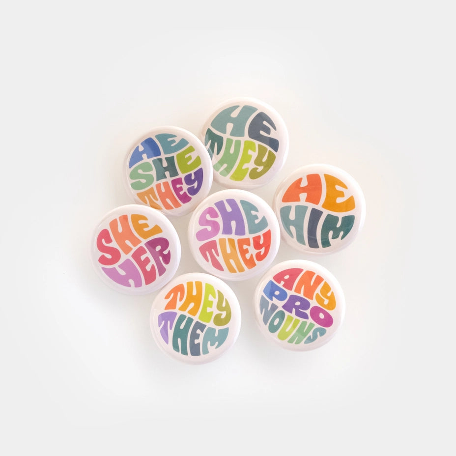Retro Pronoun Buttons by Wild Lark