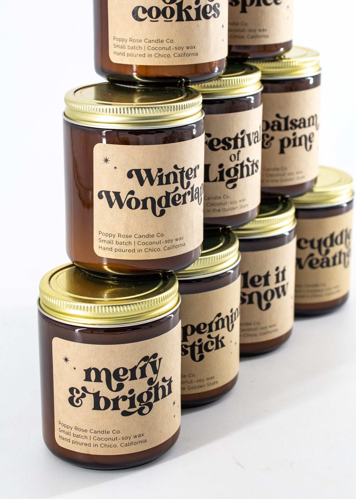 Poppy & Rose Candle Co. Holiday Candle Collection (9 Scents) by Wild Lark