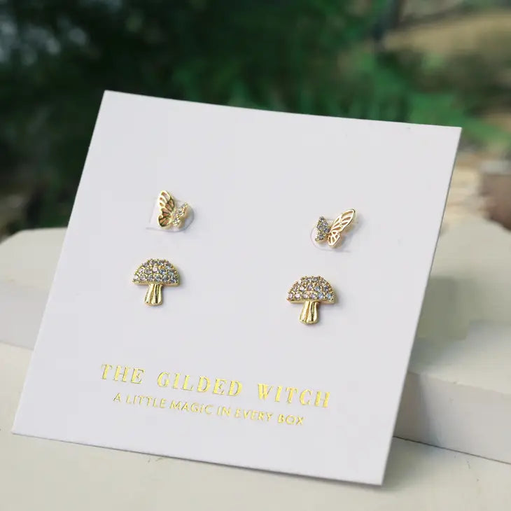 Dainty Mushroom Stud Earrings by Wild Lark