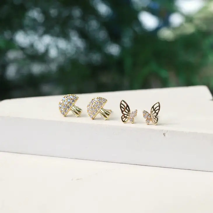 Dainty Mushroom Stud Earrings by Wild Lark